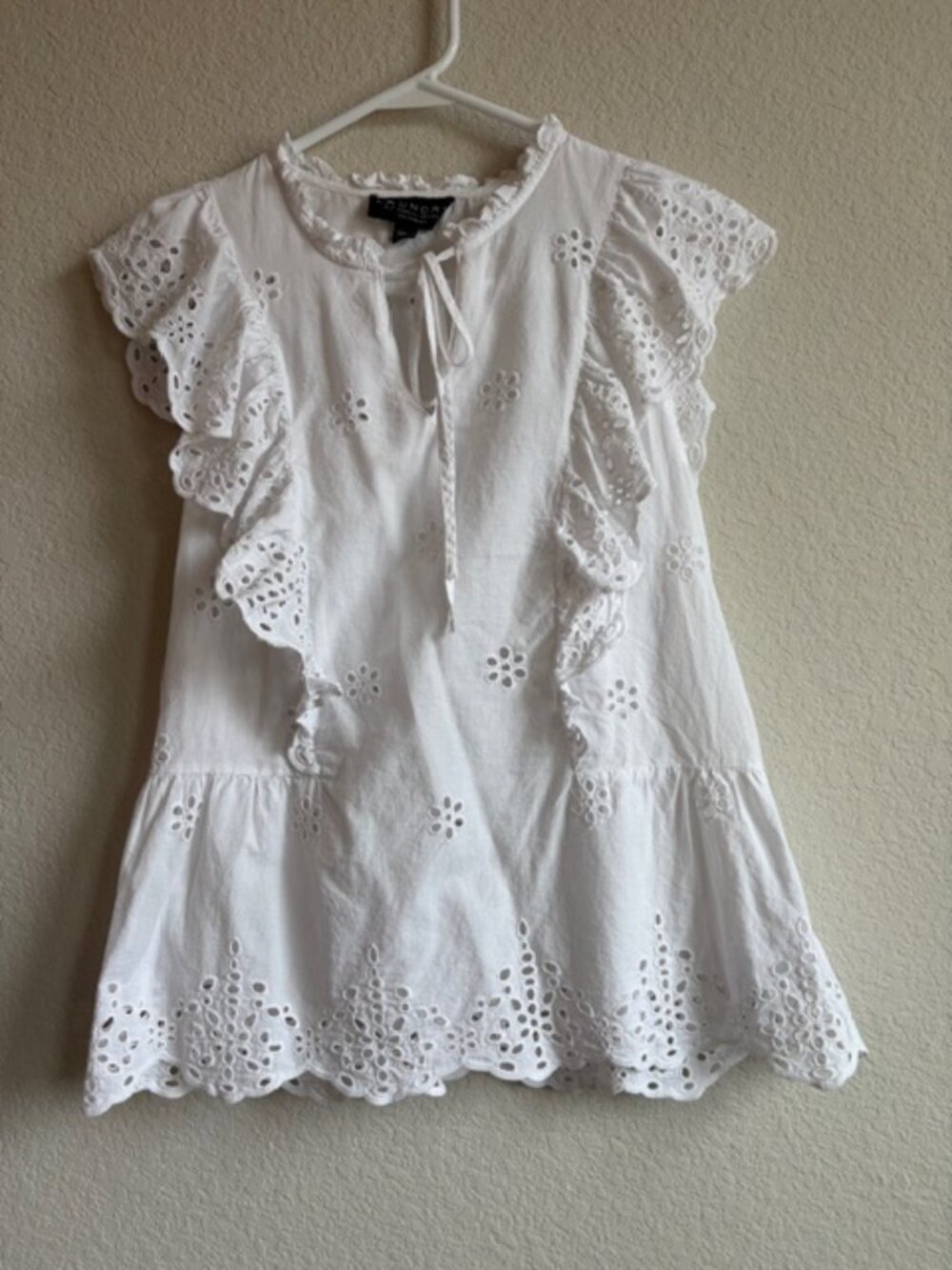 Laundry by Shelli Segal Women's White 100% Cotton Eyelet Lace Top Small Coquette - Picture 2 of 10
